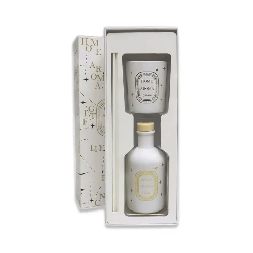 SET VELA AROMATICA 6x7CM + DIFUSOR 100ML BLANCO en Blanco - Velas y Portavelas, Uruguay | Koz