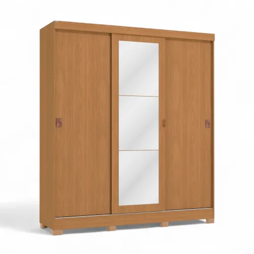 Ropero 3 Puertas Corredizas 180CM - Turin en Madera natural - Roperos y placares, Uruguay | Balton