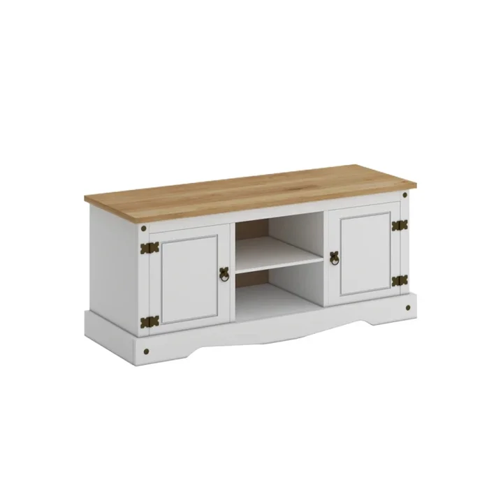 Rack 2 puertas 1 Estante - 160cm- Línea Monterrey - Blanco en Blanco - Muebles para TV, Uruguay | Ecowood, vista 2