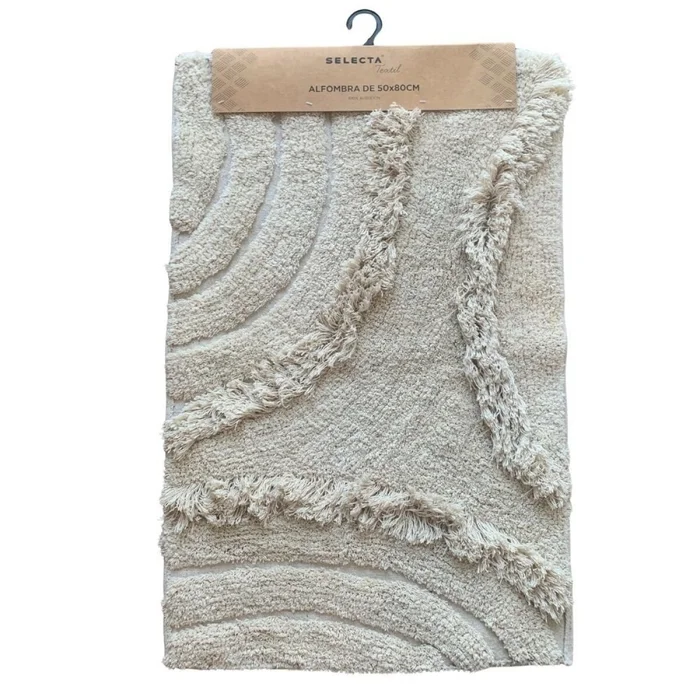 ALFOMBRA FLEECE C/FLECOS 50X80CM CIRCULOS en Beige - Alfombras, Uruguay | Decohogar