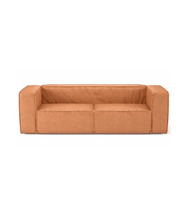 SOFA NORA CUERO NATURAL LA PAZ CAMEL en Naranja - Sillones y sofás, Uruguay | Más Infinito Casa