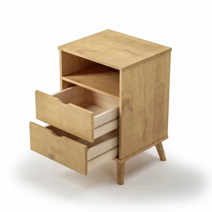 Mesa De Luz 2 Cajones Nicho - Linea Berlín - Marrón en Madera natural - Mesas de luz, Uruguay | Ecowood, vista 4