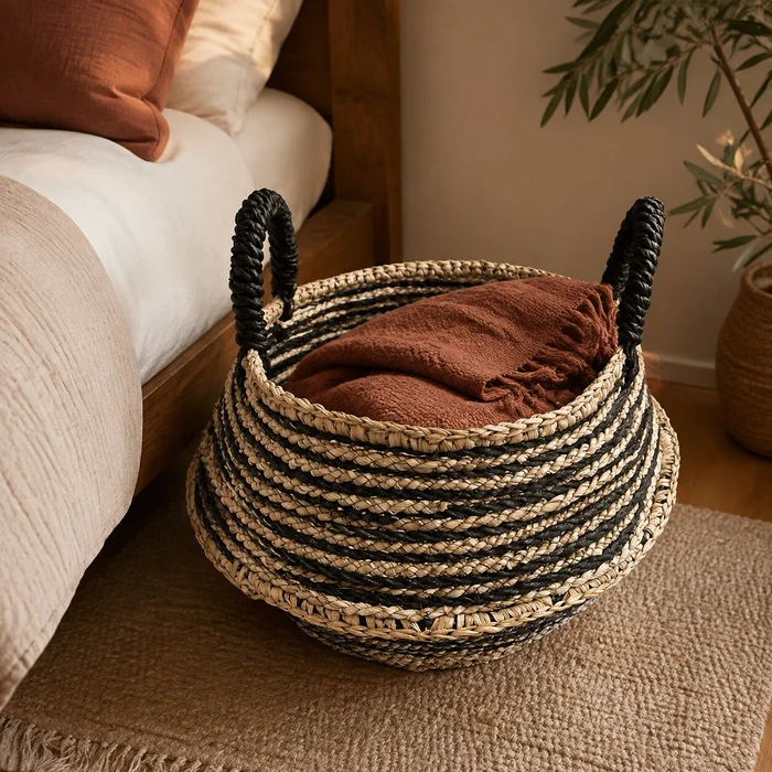 Cesto Rattan en Negro - Decoración, Uruguay | Camino a Casa, vista 2