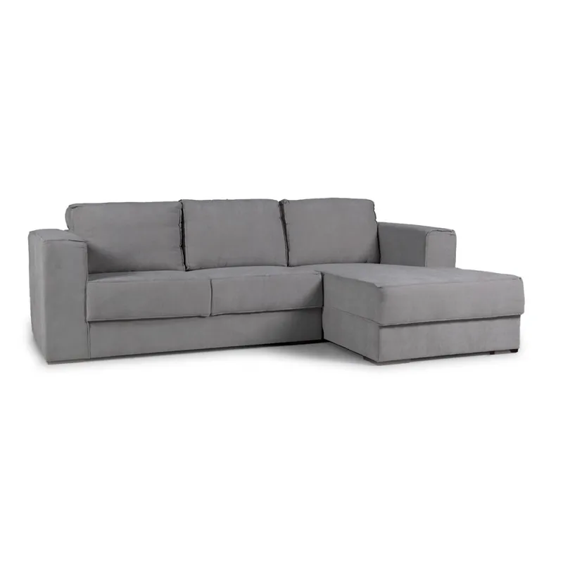 Rinconera Olimpus - Tela Microfibra - Chaise derecho - Kruger 06-155 (Ceniza) en Gris - Sillones y sofás, Uruguay | NYR