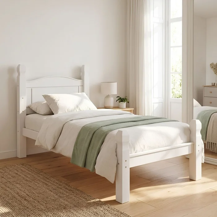 Cama 1 Plaza Madera Maciza Linea Mexicana - Dormitorio, Uruguay | Rústico Hogar