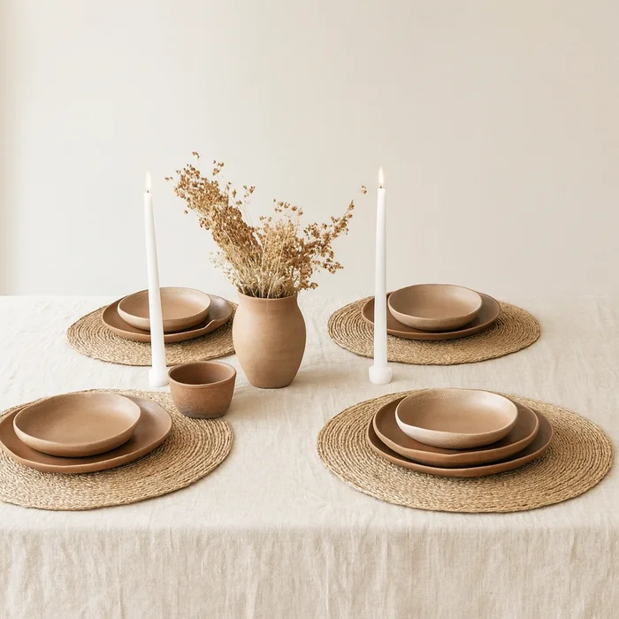 Set x 4 Individuales Circulares en Madera natural - Alfombras, Uruguay | Casa Ernesta