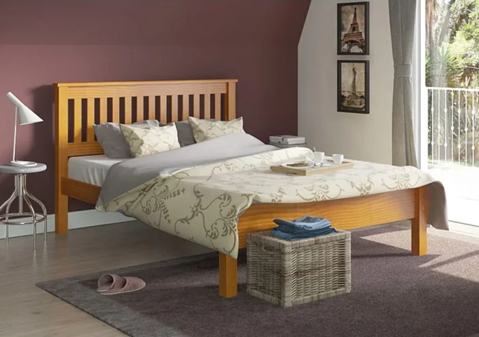 Cama 2 plazas Linea Parma - Miel en Amarillo - Dormitorio, Uruguay | La Cueva Muebles, vista 3