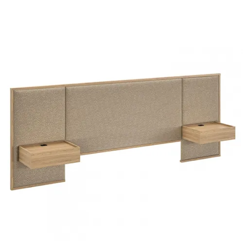 Respaldo King con mesa de luz Gael - Moderna - Hanover en Beige - Respaldos de cama, Uruguay | Rústico Hogar