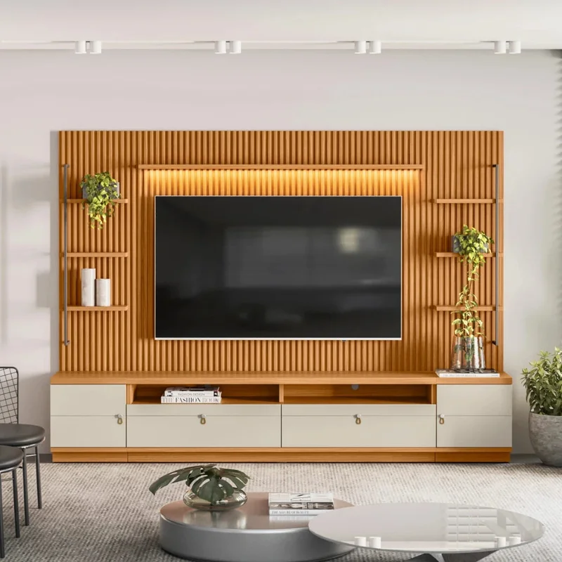 Modular para Tv Ouro Rack + Panel 2 Laterales - Línea Haus en Madera natural - Muebles para TV, Uruguay | Ecowood, vista 5