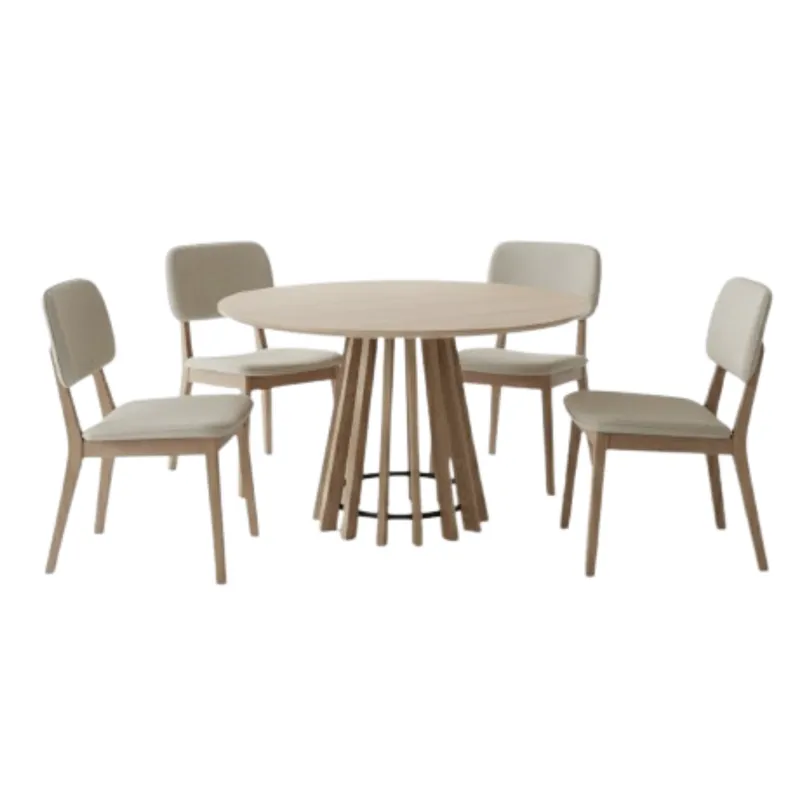 Juego de Comedor Mesa Redonda Pipa 110 cm + 4 Sillas Classic - Olmo - Sillas, Uruguay | Berna home