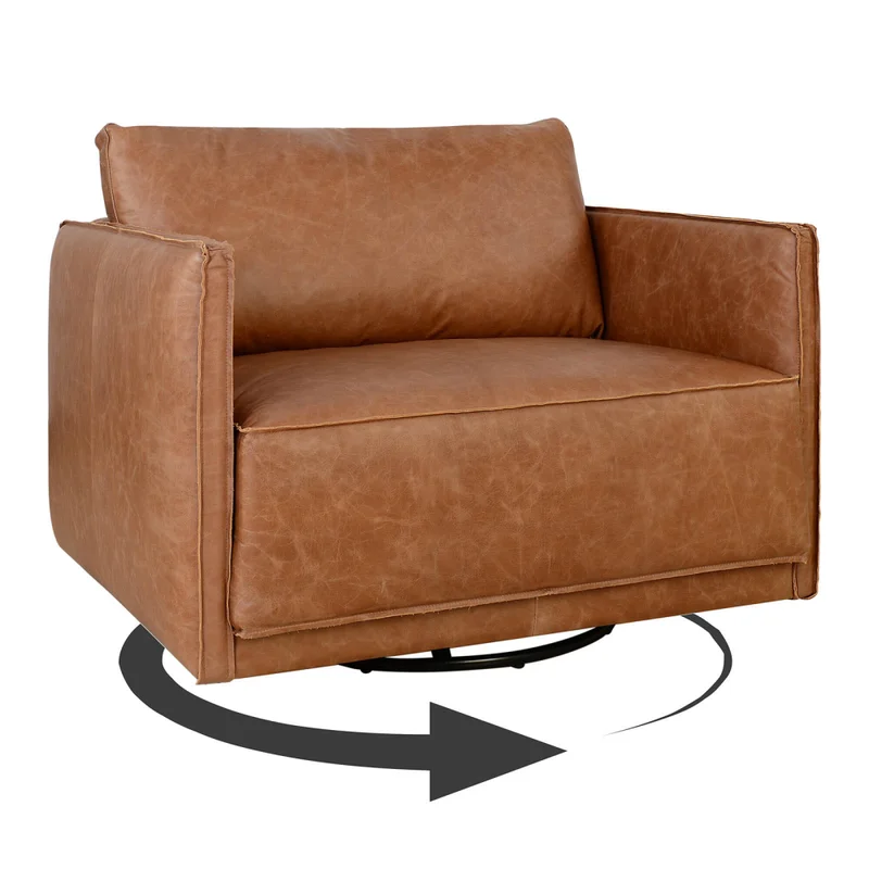 Butaca 1 Cuerpo Cuero-100-natural Marron Romeo Camel en Beige - Sillones y sofás, Uruguay | Divino, vista 6