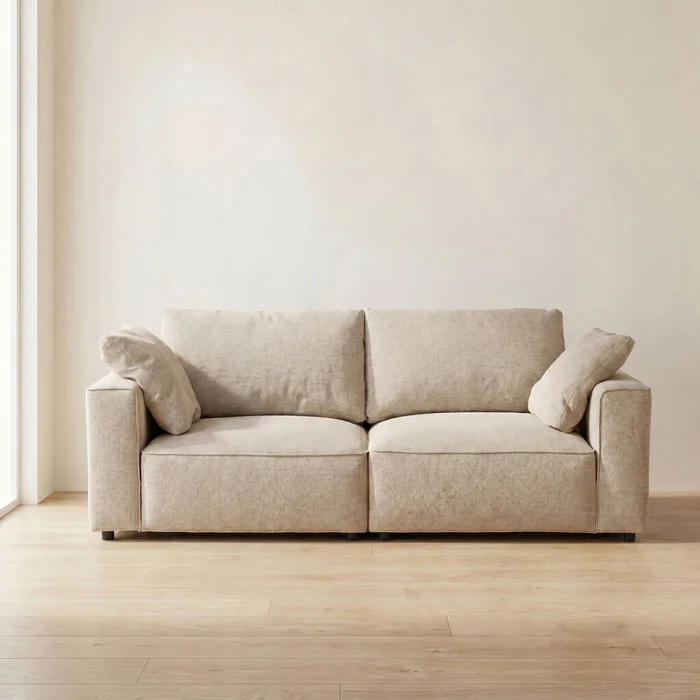 Sofá 3 Cuerpos Tela Natural-beige Acapulco Beige en Beige - Sillones y sofás, Uruguay | Divino