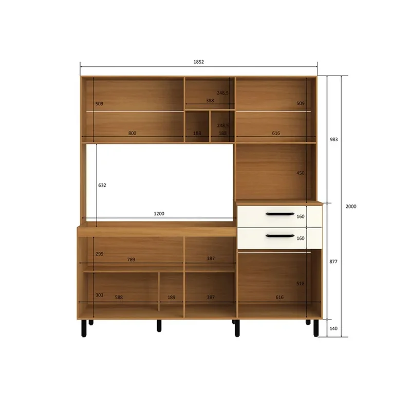 Kit De Cocina Taina 8 Puertas 2 Cajones Con Patas Mdp Crema en Multicolor - Muebles, Uruguay | Soy Hogar, vista 4