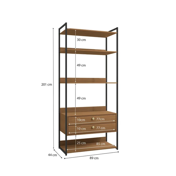 Combo Closet Abierto Modular P49 y P50 - Linea Industrial en Madera natural - Roperos y placares, Uruguay | Balton, vista 7