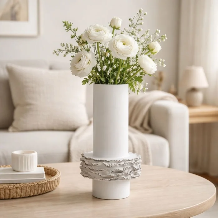 FLORERO ONDAS III Blanco en Negro SKU - Decoración, Uruguay | Viasono