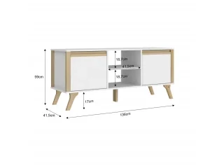 Rack de TV Combinado Madera 2 Puertas Blanco/Miel - Muebles para TV, Uruguay | Quesal, vista 4