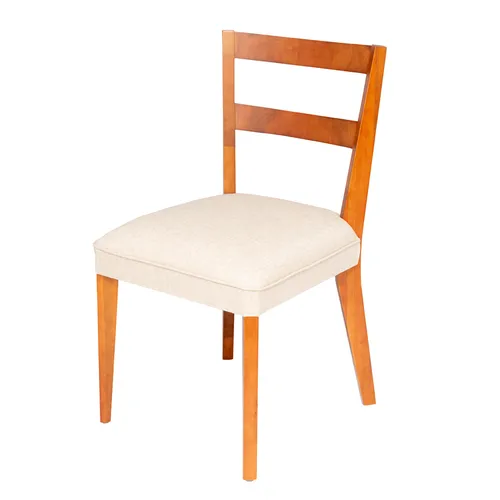SILLA BAJA - RESPALDO MADERA CLARA - TAPIZADO PU MARFIL en Madera natural - Sillas, Uruguay | Champagne Home