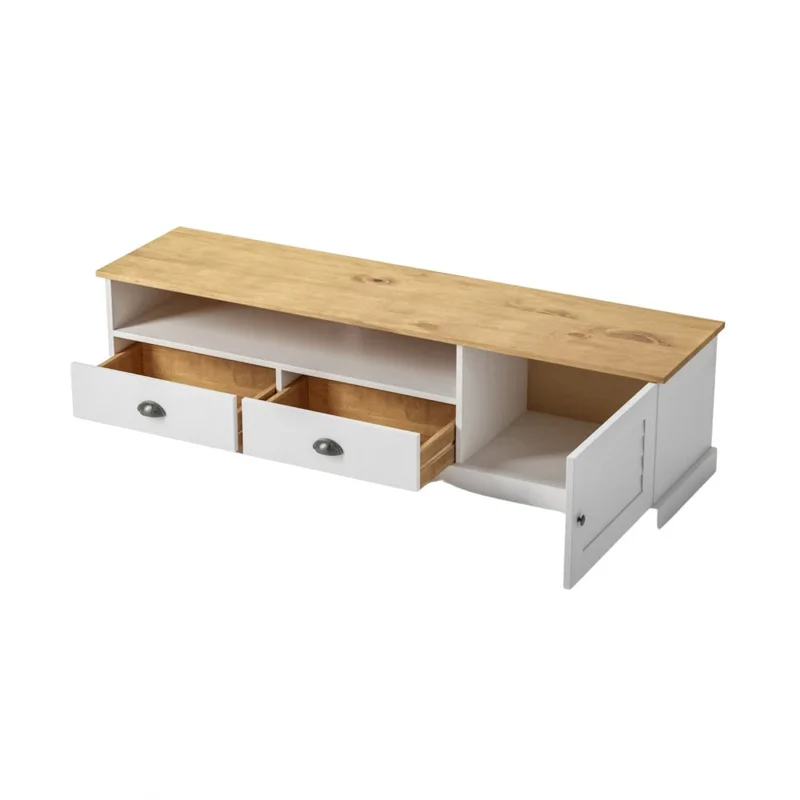 Rack de TV - 1 Puerta - 2 Cajones - Línea Oslo - Blanco en Blanco - Muebles para TV, Uruguay | Ecowood, vista 3