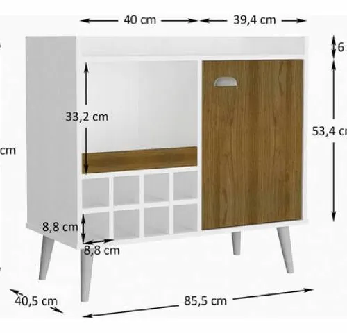 Rack Bodega 8 botellas 1P Nogal/Negro en Negro - Muebles para TV, Uruguay | Que Sal Muebleria