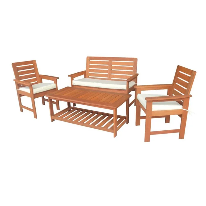 Set De Living Exterior Madera-meranti Natural-beige Berna en Madera natural - Muebles para el exterior, Uruguay | Divino, vista 2
