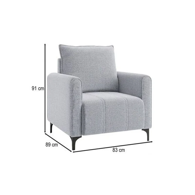 Sillon Butaca Poltrona Tapizada En Tela Patas Metalicas en Gris - Butacas, banquetas y puffs, Uruguay | Soy Hogar, vista 3