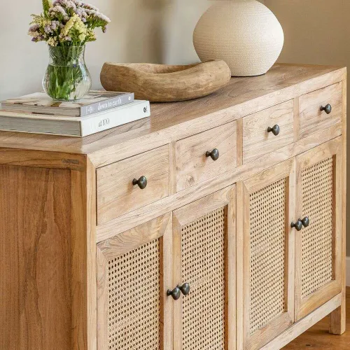 APARADOR BALI - OLMO Y ESTERILLA - 1.60 MTS en Madera natural - Bibliotecas, Uruguay | La Iberica