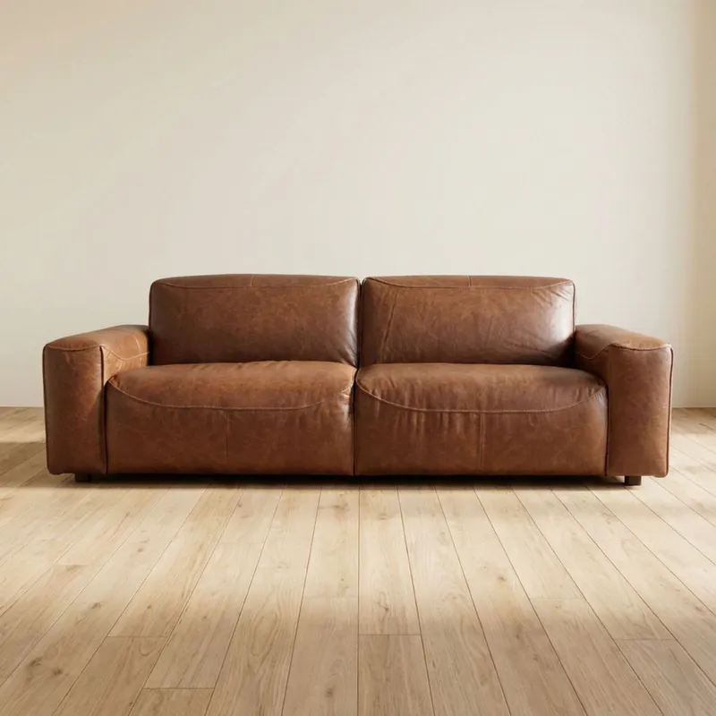 Sofa 3 Cuerpos Cuero-100-natural Marron Porto Choc. en CHOC. - Sillones y sofás, Uruguay | Divino