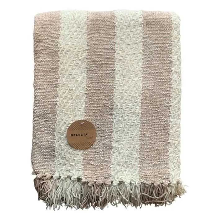 MANTA TEJIDA POLIESTER 125X150CM RAYAS BEIGE en Beige - Textiles, Uruguay | Decohogar, vista 2