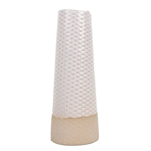 FLORERO LARGO DE RED D6x16CM CERAMICA BLANCO/NATURAL en Blanco - Jarrones, Uruguay | Decohogar