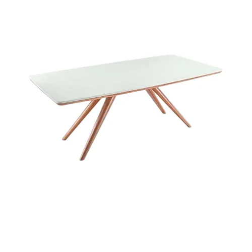 MESA COMEDOR RECTANGULAR KAMEL - BASE MADERA CLARA - TAPA LACA OFF WHITE en Off-white - Mesas de comedor, Uruguay | Champagne Home