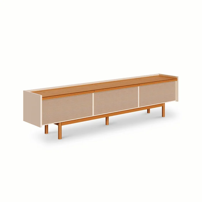 Rack Dune - Off White y Natural en Blanco - Muebles para TV, Uruguay | Nyr