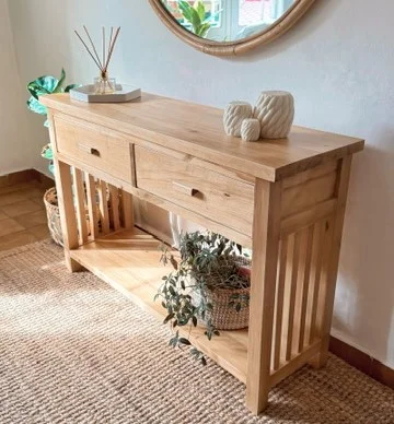 Recibidor con dos cajones y estante en Madera natural - Muebles, Uruguay | Decoramuss, vista 3