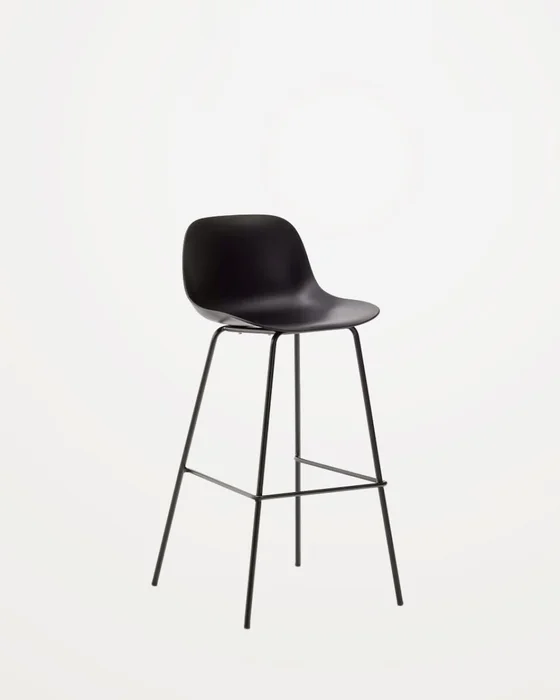 Taburete Altea y patas de acero con acabado - negro 75 cm en Beige - Butacas, banquetas y puffs, Uruguay | Kavehome