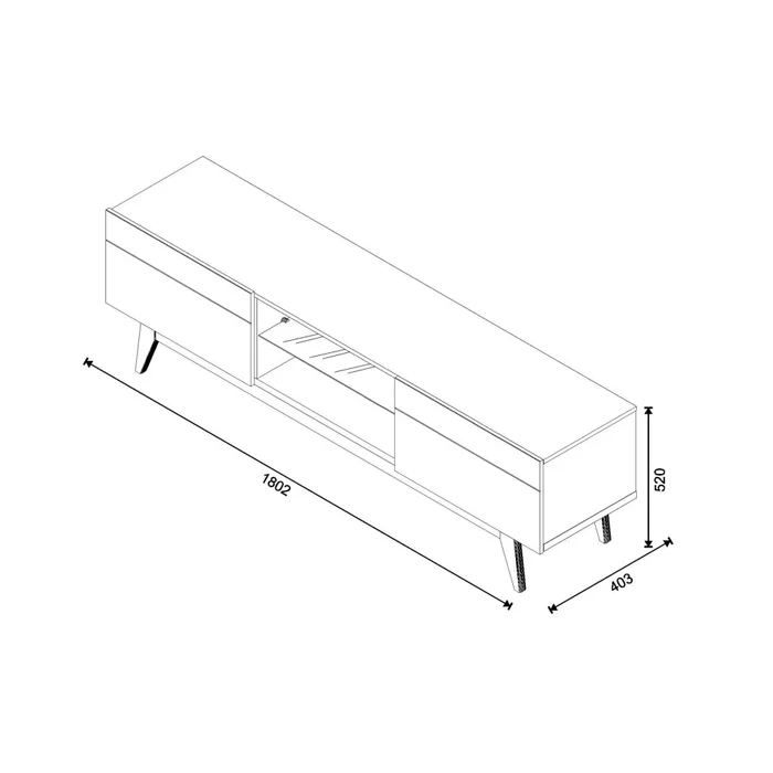 Rack para TV 1.8 - 2C Blanco Línea Nevada en Blanco - Muebles para TV, Uruguay | Ecowood, vista 3