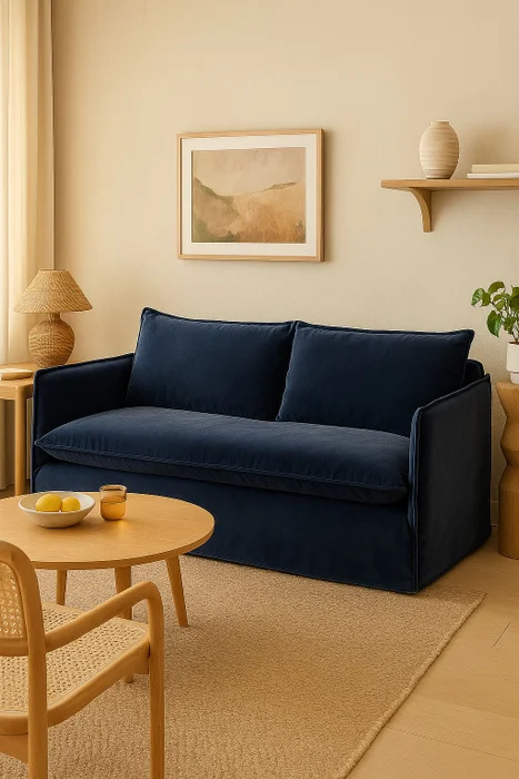 Sofá con terciopelo en Azul - Sillones y sofás, Uruguay | Pieza Clave