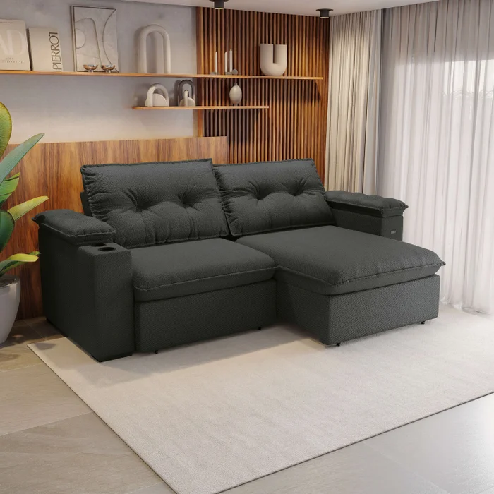 Sofa Zandon 260CM - Retractil/Reclinable en Lino Arena A085 - Sillones y sofás, Uruguay | Balton, vista 25