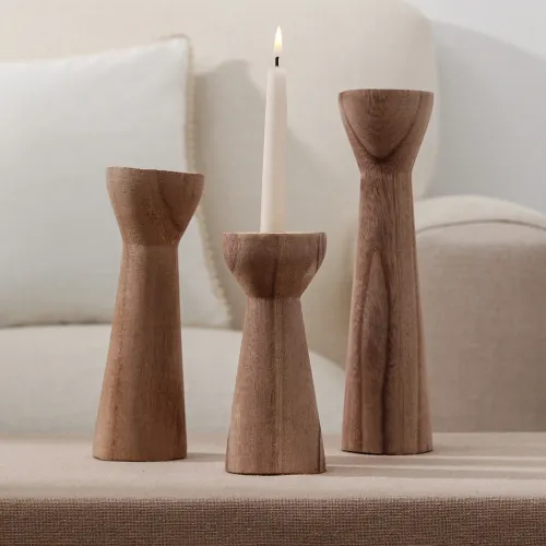 Candelabro De Madera Fino Chico en Madera natural - Velas y Portavelas, Uruguay | Tiendas Montevideo