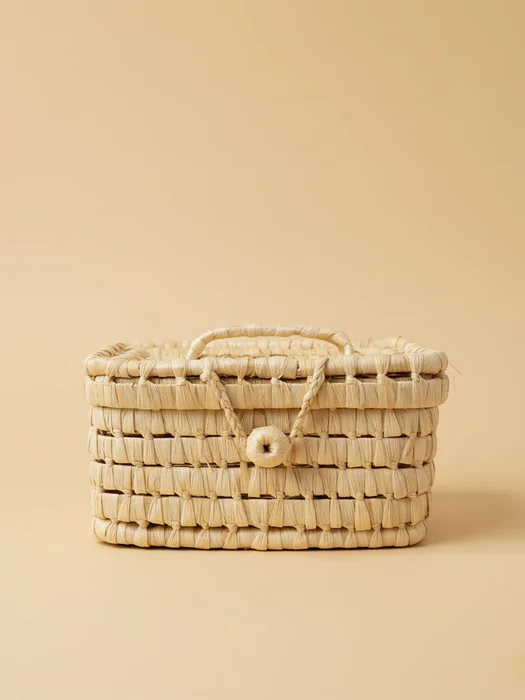 CANASTO CON TAPA FIBRA NATURAL en Madera natural - Decoración, Uruguay | Cabana, vista 2