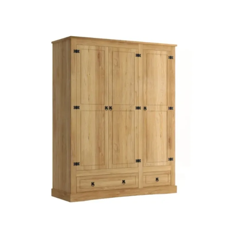 Ropero 3 Puertas - Madera Maciza - Línea Monterrey - Natural en Madera natural - Roperos y placares, Uruguay | Ecowood