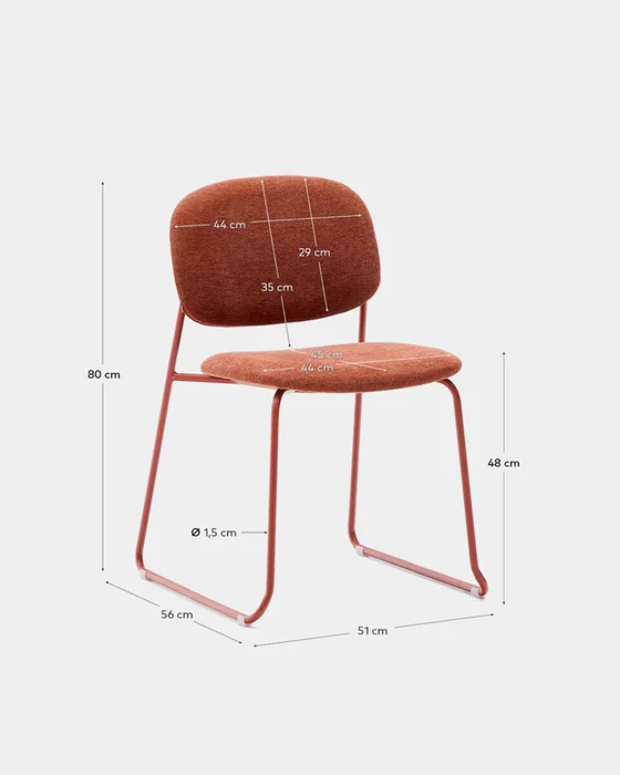 Silla apilable Meli de chenilla - terracota y patas de metal terracota en Rojo - Sillas, Uruguay | Kavehome, vista 9