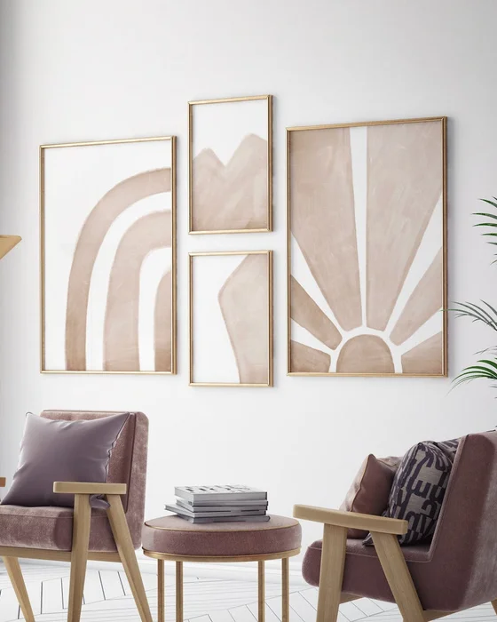 Abstractos Neutros - Sunshine X4 en Beige - Láminas, Uruguay | La Cuadrería