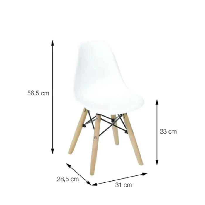 Silla DKR Base - En Madera - Infantil - Blanco en Blanco - Sillas, Uruguay | Rústico Hogar, vista 4