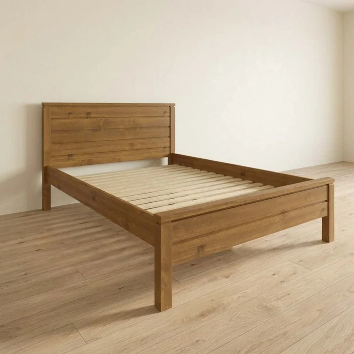 Cama 2 Plazas Madera Natural-beige Fresno en Madera natural - Dormitorio, Uruguay | Divino