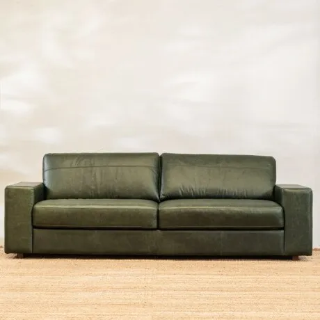 Sillón Cuero Octavio 3 Cuerpos en Verde - Sillones y sofás, Uruguay | Aihaus