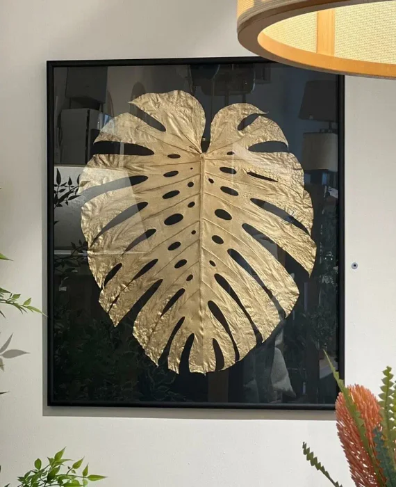 Cuadro hoja esqueleto dorada en Dorado - Espejos, Uruguay | FMB