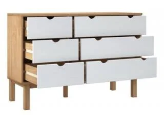 Comoda 6C Mel/Gris Linea Nordica en Madera Maciza en Mel/Blanco - Cómodas, Uruguay | Quesal, vista 6