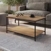 Mesa de Centro Ratona Rectangular Tapa Doble (Marrón Claro y Hierro Negro) - Mesas de living, Uruguay | Berna home, vista 3 de 4