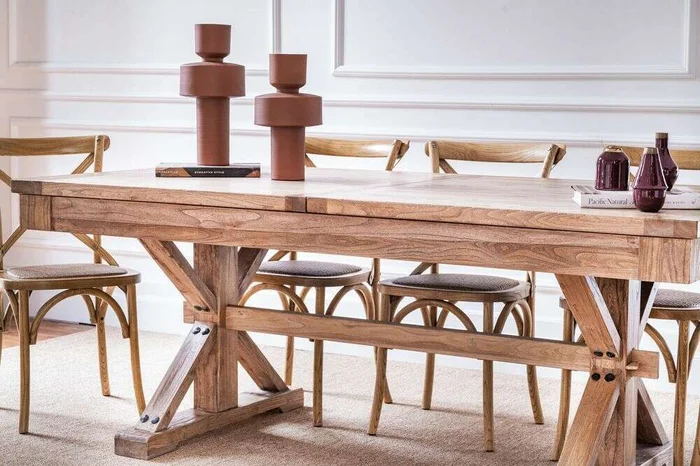MESA COMEDOR EXTENSIBLE - 2.00 A 2.80 MTS - OLMO en Madera natural - Mesas de comedor, Uruguay | La Iberica, vista 5