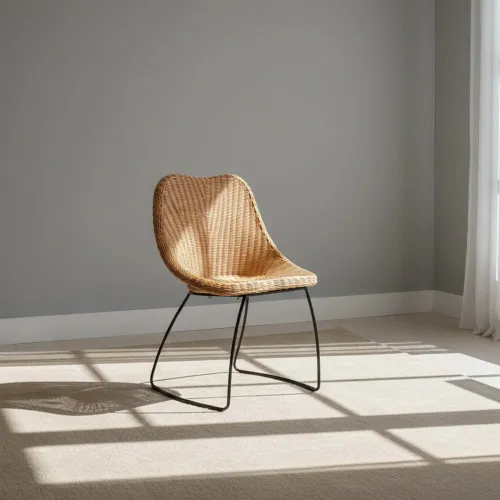 Silla De Comedor Rattan-y-metal Natural-beige Elafonisi en Beige - Sillas, Uruguay | Divino