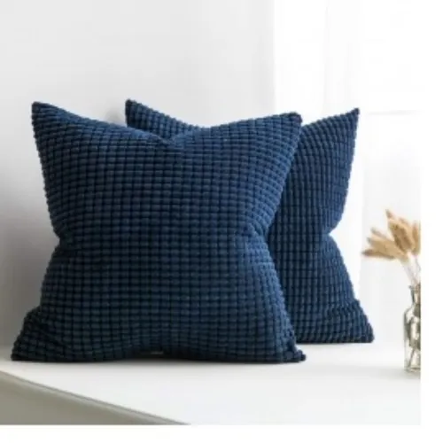 Almohadón Pana Dark Blue (trama a cuadros) en Azul - Textiles, Uruguay | Finkel